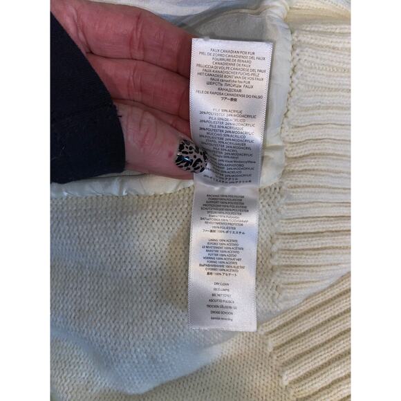 Michael Kors Faux-Fur Cream Button Front Sweater Vest size Small Brown Tan Fur - Picture 11 of 11